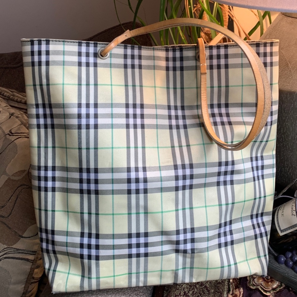 Authentic VINTAGE BURBERRY Checkered medium long tote